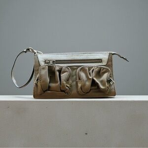 MZ Wallace Abbey Wristlet Paloma Bedford Nylon and Metallic Silver Leather